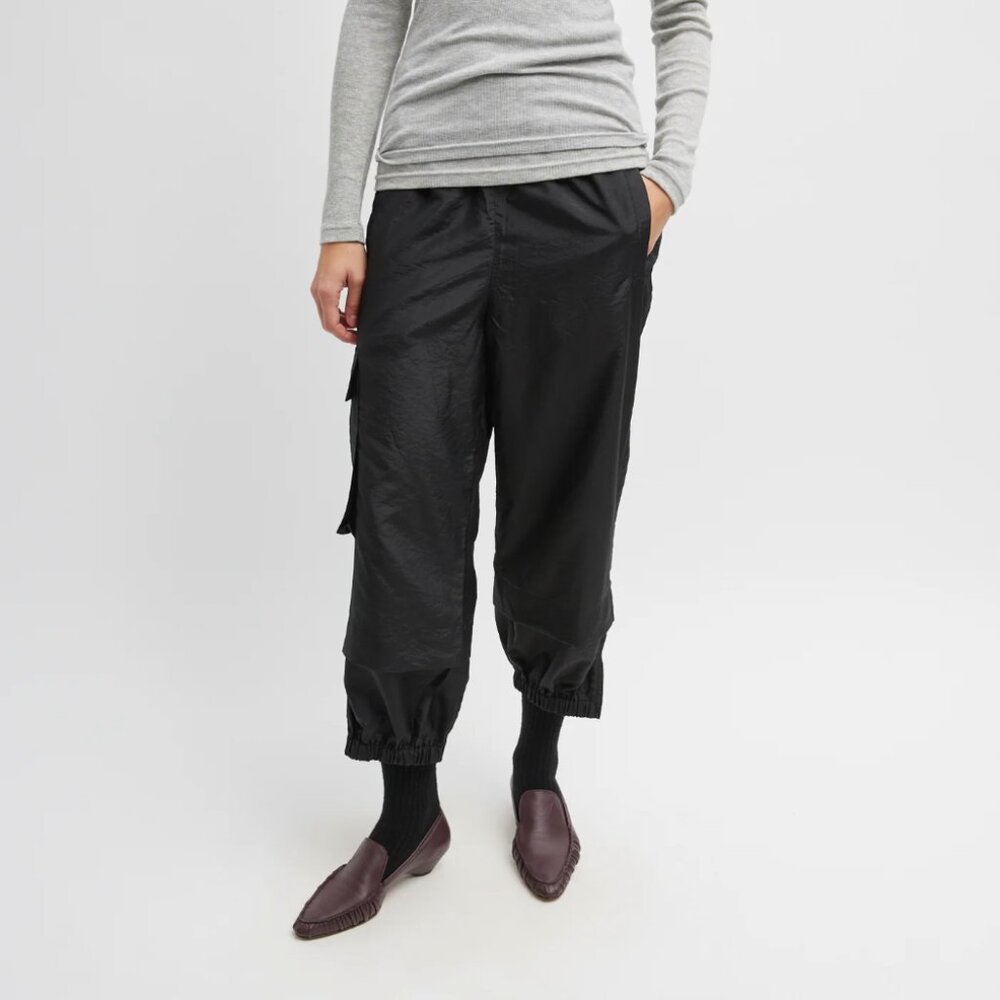 M Tibi Black Crispy Nylon Joggers Long